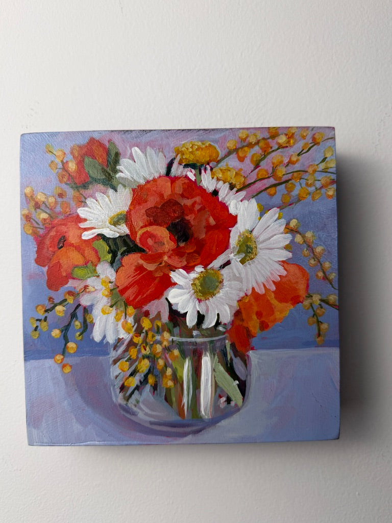 Friends In The Garden 6x6 Acrylic on Panel
