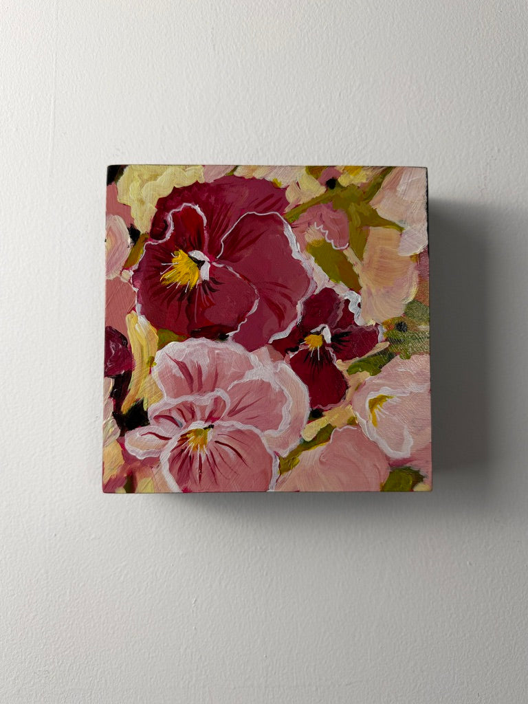 Pretty Pansies 6x6 Acrylic on Panel