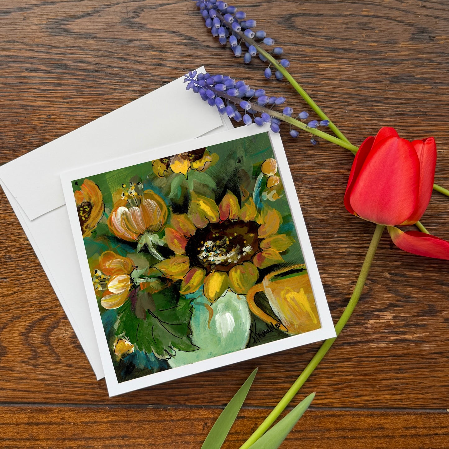 sunflower painted greeting card
